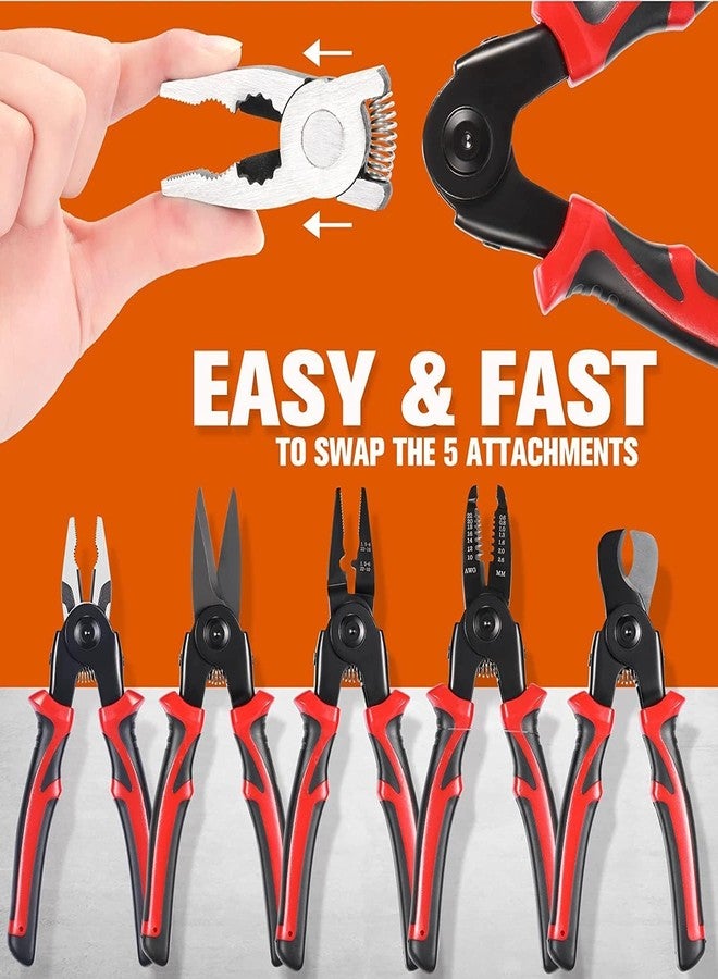 INSECTRA 5-in-1 Multifunctional Wire Stripper & Cutter Pliers Kit | Interchangeable Combination Tools for Electricians | Wire & Cable Stripping, Crimping & Cutting Tool - Image 2